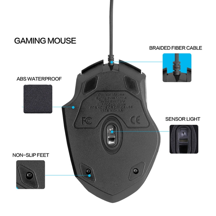 Rato com fios iluminado Inphic PW1 para jogos, definição macro silenciosa, comprimento do cabo: 1,5 m, versão silenciosa preta para negócios, versão silenciosa preta para jogos, versão silenciosa cinzento titânio para jogos