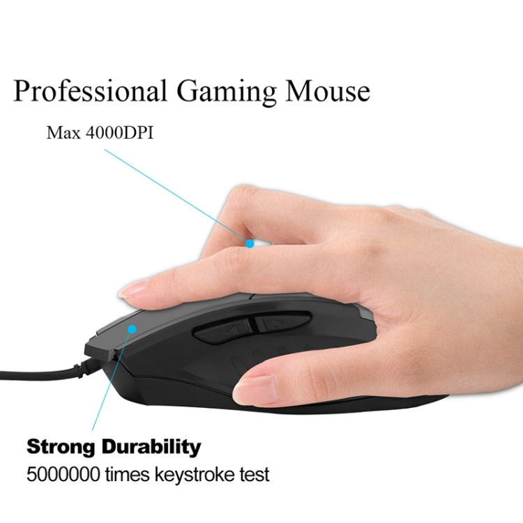 Rato com fios iluminado Inphic PW1 para jogos, definição macro silenciosa, comprimento do cabo: 1,5 m, versão silenciosa preta para negócios, versão silenciosa preta para jogos, versão silenciosa cinzento titânio para jogos