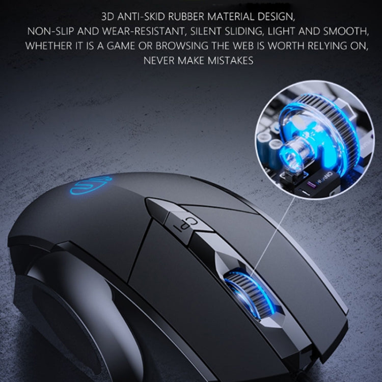 Rato com fios iluminado Inphic PW1 para jogos, definição macro silenciosa, comprimento do cabo: 1,5 m, versão silenciosa preta para negócios, versão silenciosa preta para jogos, versão silenciosa cinzento titânio para jogos