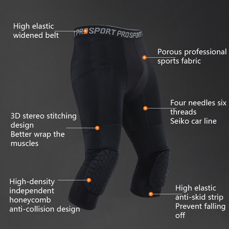 Calças Crash de Mel de Lycra de Alta Elasticidade para Homem Calças de Treino de Basquetebol Sete Décimos, S, M, L, XL, XXL, XXXL