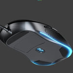 Rato com fios Inphic PB1 para escritório e jogos, definição macro silenciosa, comprimento do cabo: 1,5 m, luz respiratória clássica traseira, luz respiratória branca mate