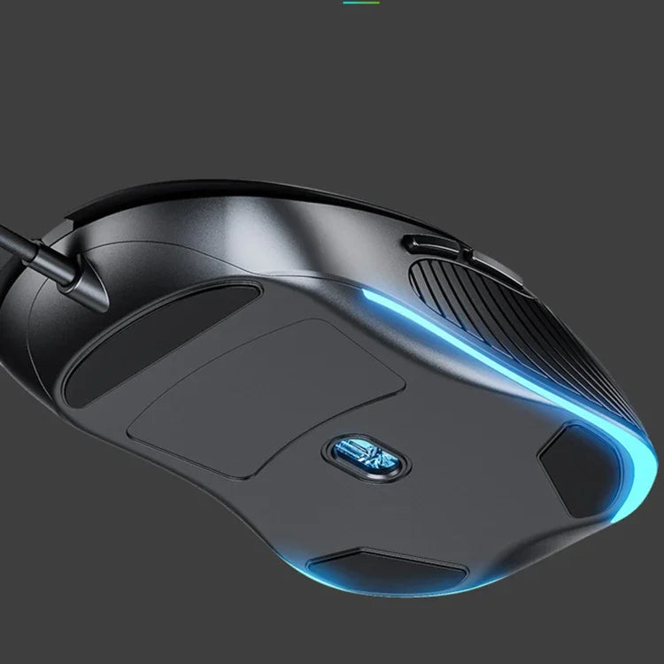 Rato com fios Inphic PB1 para escritório e jogos, definição macro silenciosa, comprimento do cabo: 1,5 m, luz respiratória clássica traseira, luz respiratória branca mate