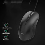 Rato com fios Inphic PB1 para escritório e jogos, definição macro silenciosa, comprimento do cabo: 1,5 m, luz respiratória clássica traseira, luz respiratória branca mate