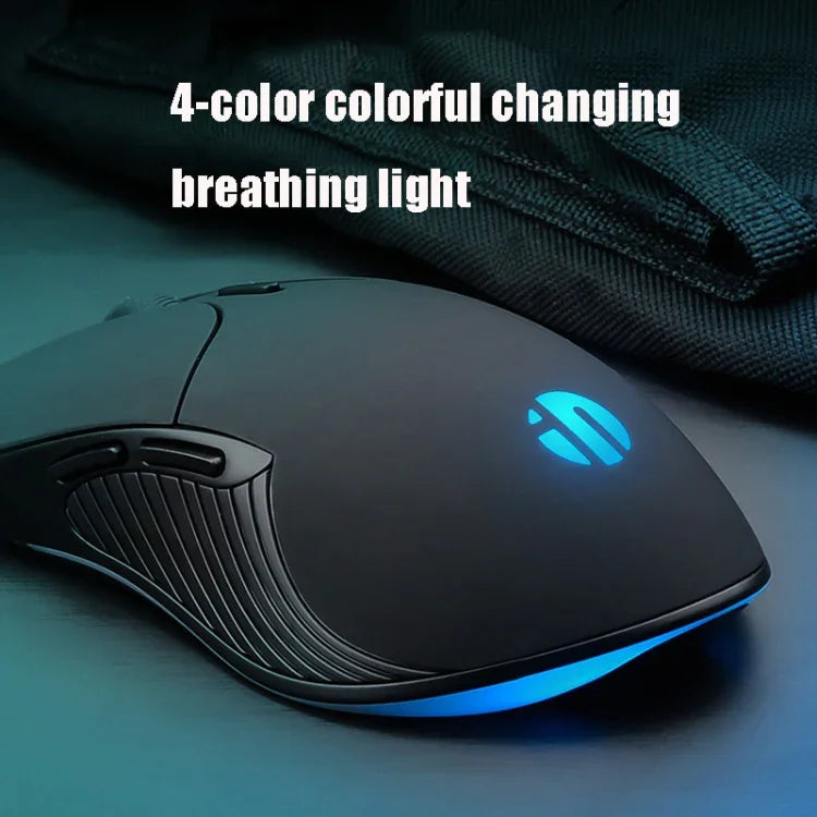 Rato com fios Inphic PB1 para escritório e jogos, definição macro silenciosa, comprimento do cabo: 1,5 m, luz respiratória clássica traseira, luz respiratória branca mate