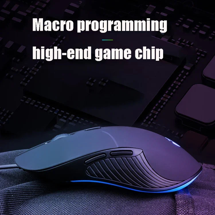 Rato com fios Inphic PB1 para escritório e jogos, definição macro silenciosa, comprimento do cabo: 1,5 m, luz respiratória clássica traseira, luz respiratória branca mate
