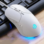 Rato com fios Inphic PB1 para escritório e jogos, definição macro silenciosa, comprimento do cabo: 1,5 m, luz respiratória clássica traseira, luz respiratória branca mate
