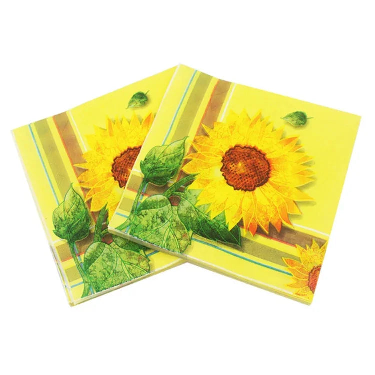 Guardanapo de Decoração para Festa com Estampa Colorida, Lenço Facial, Girassol Amarelo