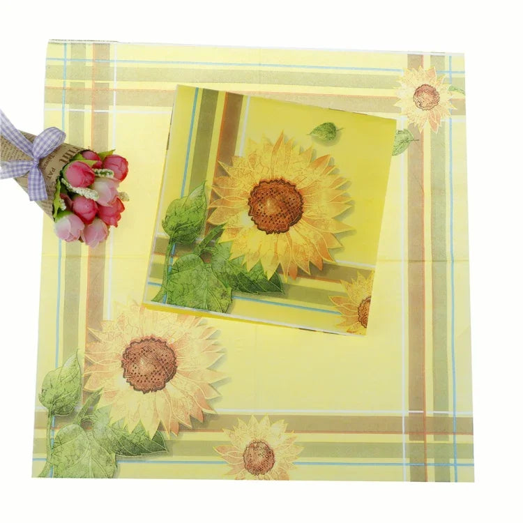 Guardanapo de Decoração para Festa com Estampa Colorida, Lenço Facial, Girassol Amarelo