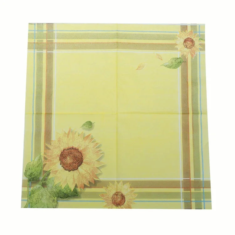 Guardanapo de Decoração para Festa com Estampa Colorida, Lenço Facial, Girassol Amarelo