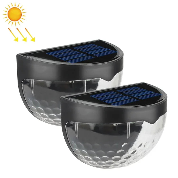 2 Peças de Luz Solar LED de Parede Exterior Semicircular para Cerca Jardim Relvado
