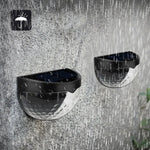 2 Peças de Luz Solar LED de Parede Exterior Semicircular para Cerca Jardim Relvado