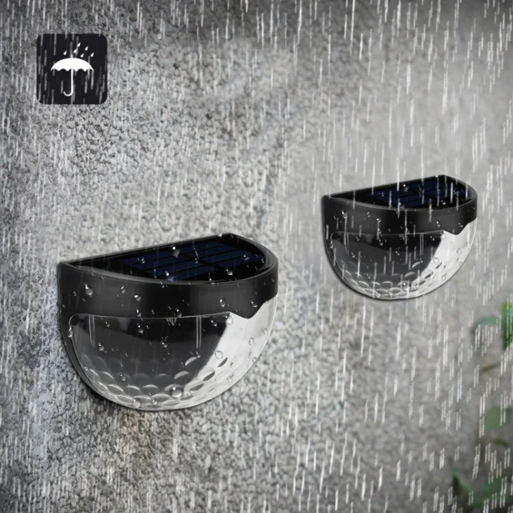 2 Peças de Luz Solar LED de Parede Exterior Semicircular para Cerca Jardim Relvado