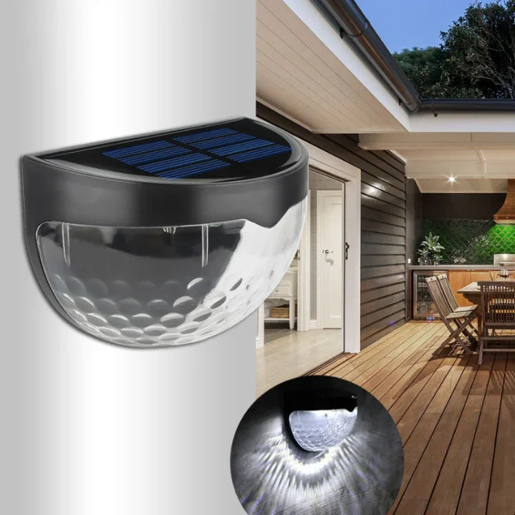 2 Peças de Luz Solar LED de Parede Exterior Semicircular para Cerca Jardim Relvado