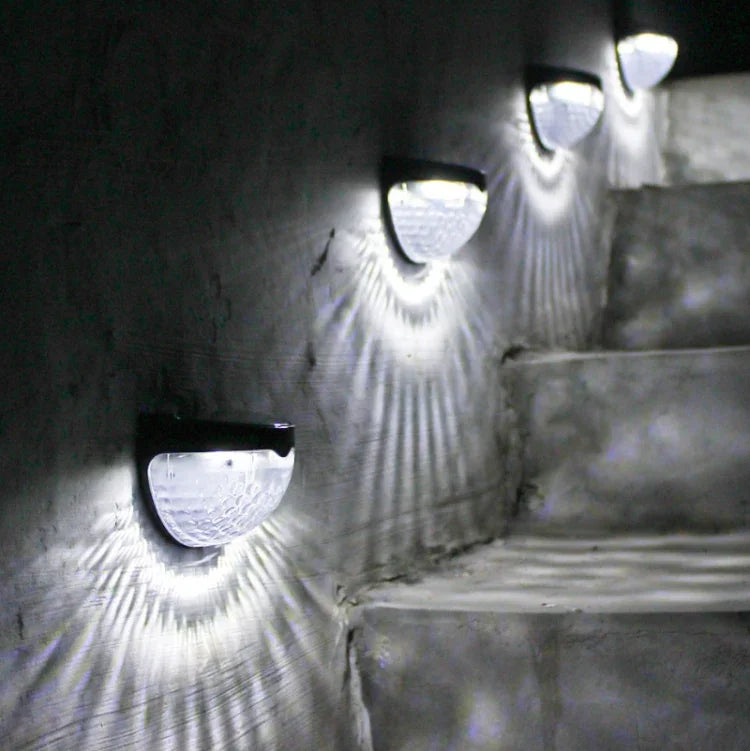 2 Peças de Luz Solar LED de Parede Exterior Semicircular para Cerca Jardim Relvado