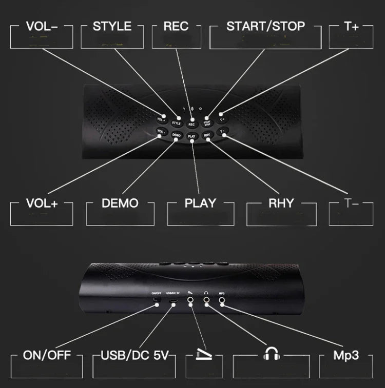 Bateria de Lítio Recarrregável Conjunto de Bateria de Bateria Eletrónica Colorida de Tambor Enrolado à Mão em Silicone, MD862C