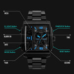 SKMEI 1274 Relógio Electrónico Masculino de Moda Multifuncional para Desporto ao Ar Livre, Vermelho, Azul, Preto, Dourado