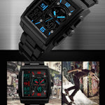 SKMEI 1274 Relógio Electrónico Masculino de Moda Multifuncional para Desporto ao Ar Livre, Vermelho, Azul, Preto, Dourado