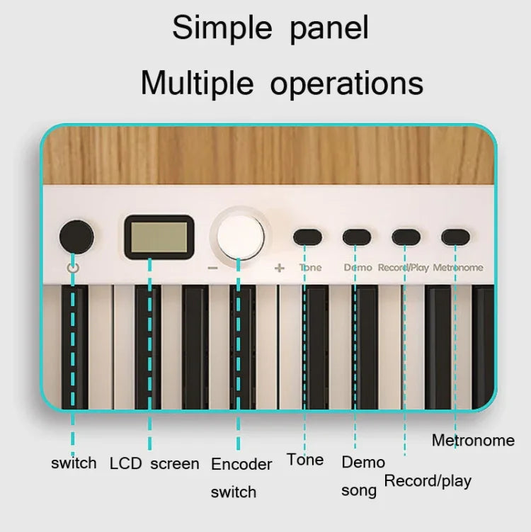 Teclado Piano Eletrónico Portátil Dobrável Wersi de 88 Teclas para Iniciantes Praticar Piano, Ficha CN, USB Branco, USB Preto