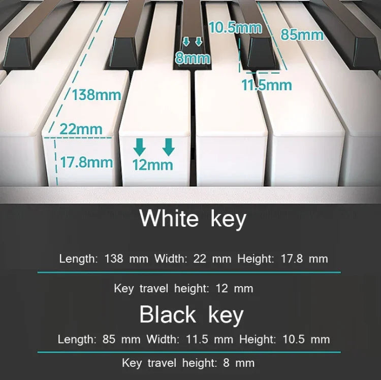 Teclado Piano Eletrónico Portátil Dobrável Wersi de 88 Teclas para Iniciantes Praticar Piano, Ficha CN, USB Branco, USB Preto