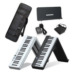 Teclado Piano Eletrónico Portátil Dobrável Wersi de 88 Teclas para Iniciantes Praticar Piano, Ficha CN, USB Branco, USB Preto
