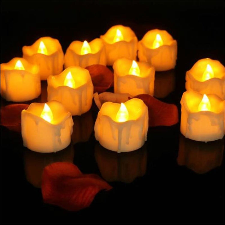 12 Unidades/Caixa Vela LED Eletrónica Simulação de Cera de Chá com Lágrimas Luz de Vela Eletrónica Decoração de Casamento
