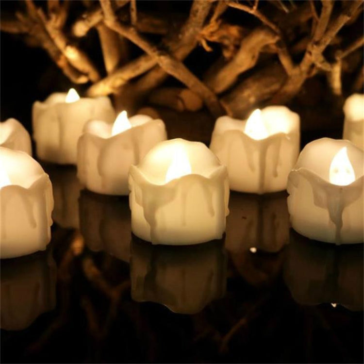 12 Unidades/Caixa Vela LED Eletrónica Simulação de Cera de Chá com Lágrimas Luz de Vela Eletrónica Decoração de Casamento