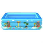 Piscina Insuflável Quadrada para Crianças com Padrão de Parque de Diversões para Uso Interior e Exterior, 130 x 85 x 50cm, 150 x 110 x 50cm
