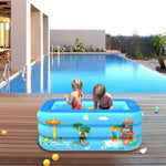 Piscina Insuflável Quadrada para Crianças com Padrão de Parque de Diversões para Uso Interior e Exterior, 130 x 85 x 50cm, 150 x 110 x 50cm