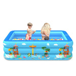 Piscina Insuflável Quadrada para Crianças com Padrão de Parque de Diversões para Uso Interior e Exterior, 130 x 85 x 50cm, 150 x 110 x 50cm