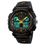 SKMEI 1270 Relógio Digital Masculino Impermeável com Dupla Exibição para Desporto ao Ar Livre, Vermelho, Verde, Azul, Cinzento, Dourado