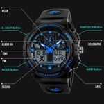 SKMEI 1270 Relógio Digital Masculino Impermeável com Dupla Exibição para Desporto ao Ar Livre, Vermelho, Verde, Azul, Cinzento, Dourado