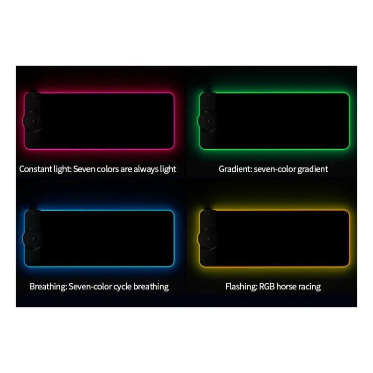 Tapete de rato com carregamento sem fios RGB01 10W, tapete de rato luminoso RGB, tamanho: 800 x 300 x 4 mm