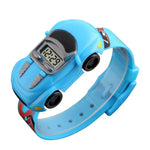 SKMEI 1241 Relógio Digital Infantil de Moda com Desenho Animado de Carro, Amarelo, Vermelho, Azul, Preto, Azul Claro
