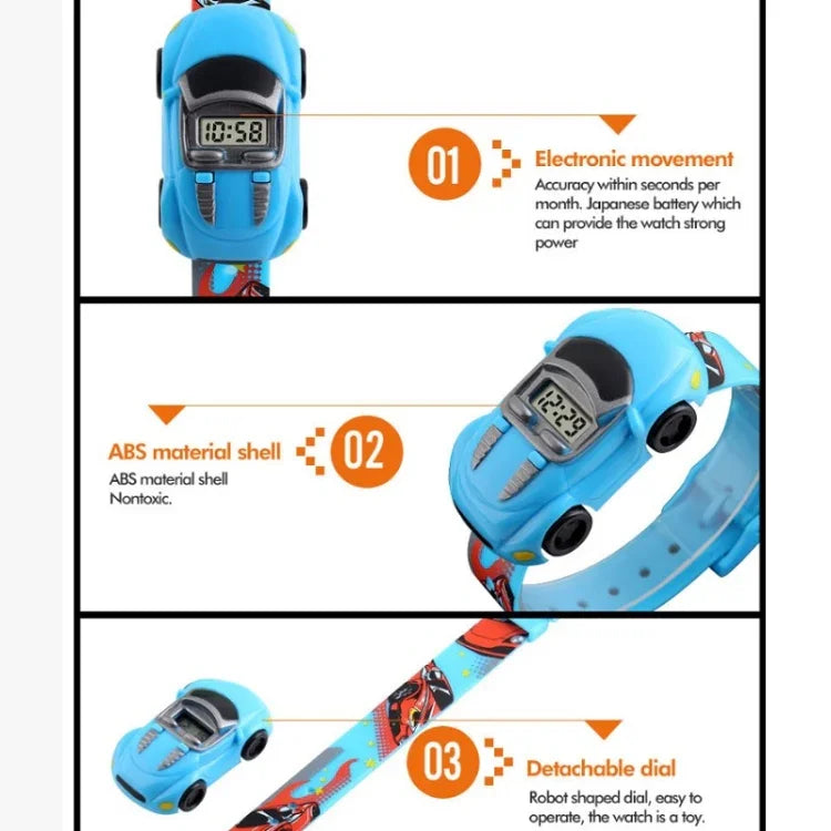 SKMEI 1241 Relógio Digital Infantil de Moda com Desenho Animado de Carro, Amarelo, Vermelho, Azul, Preto, Azul Claro