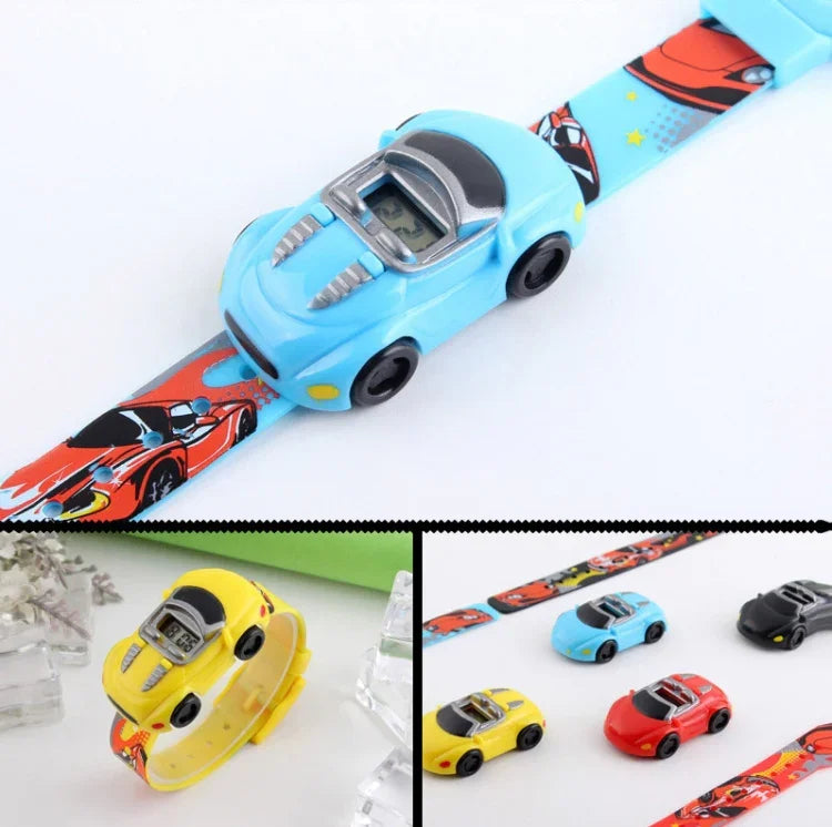 SKMEI 1241 Relógio Digital Infantil de Moda com Desenho Animado de Carro, Amarelo, Vermelho, Azul, Preto, Azul Claro