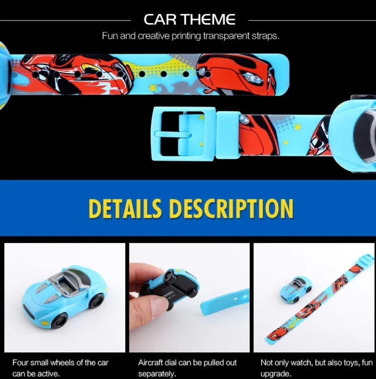 SKMEI 1241 Relógio Digital Infantil de Moda com Desenho Animado de Carro, Amarelo, Vermelho, Azul, Preto, Azul Claro