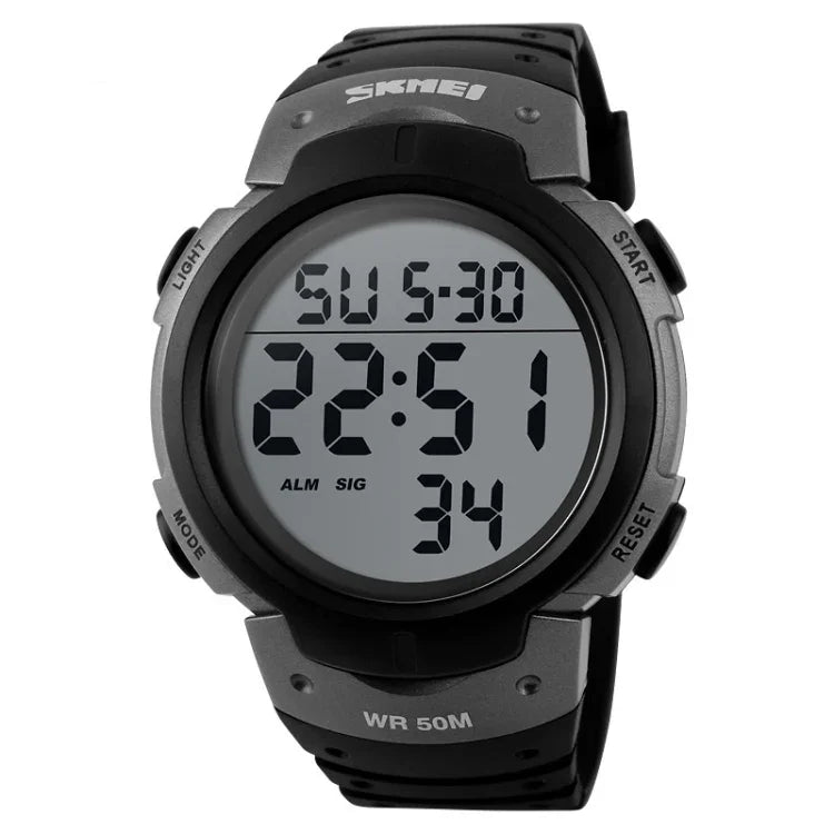 Relógio Digital Desportivo Masculino SKMEI 1068 à Prova de Água para Exterior, Estudante, Moda, Vermelho, Verde, Azul, Preto, Titânio, Dourado, Verde Exército