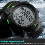 Relógio Digital Desportivo Masculino SKMEI 1068 à Prova de Água para Exterior, Estudante, Moda, Vermelho, Verde, Azul, Preto, Titânio, Dourado, Verde Exército