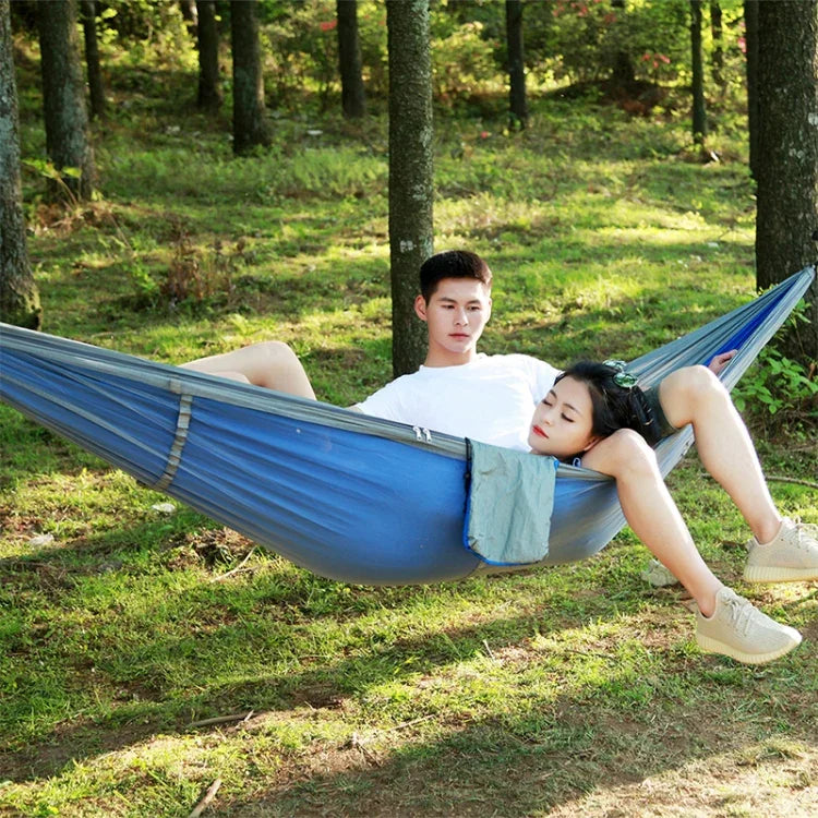 1-2 Person Outdoor Mosquito Net Parachute Hammock Camping Hanging Sleeping Bed Swing Portable  Double  Chair, 260 x 140cm, 260x140cm Blue Grey, 260x140cm Pink, 260x140cm Pink Blue, 260x140cm Green, 260x140cm Yelliw Green, 260x140cm Dark Blue