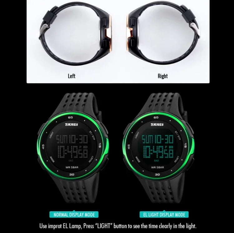 Relógio Eletrónico Multifuncional Masculino SKMEI 1219 Relógio Desportivo para Exterior, Verde, Azul, Preto, Ouro Rosa, Prateado