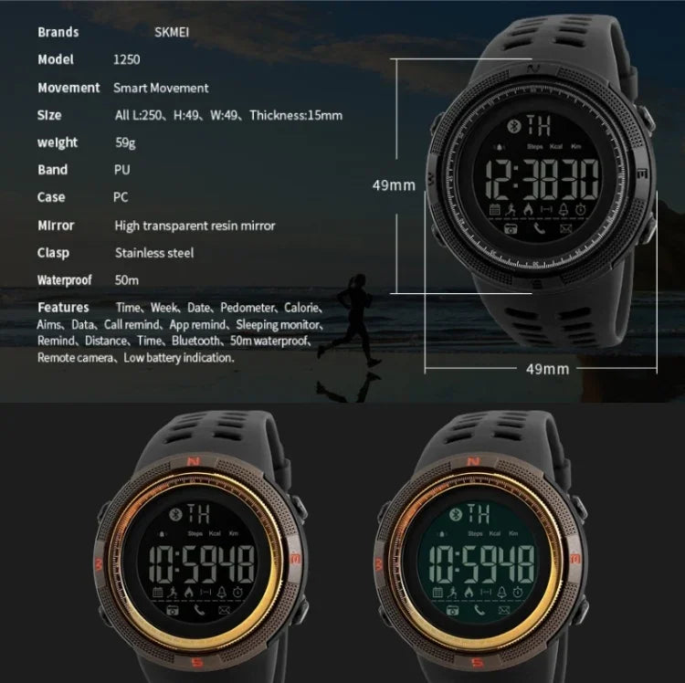 Relógio Eletrónico Multifuncional Masculino SKMEI 1219 Relógio Desportivo para Exterior, Verde, Azul, Preto, Ouro Rosa, Prateado