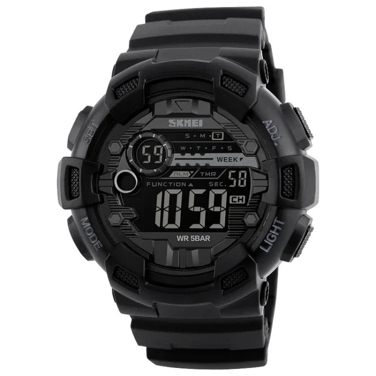 Relógio Desportivo Masculino SKMEI 1243 Relógio Digital à Prova de Água para Exterior, Vermelho, Preto, Dourado