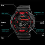Relógio Desportivo Masculino SKMEI 1243 Relógio Digital à Prova de Água para Exterior, Vermelho, Preto, Dourado