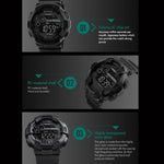 Relógio Desportivo Masculino SKMEI 1243 Relógio Digital à Prova de Água para Exterior, Vermelho, Preto, Dourado