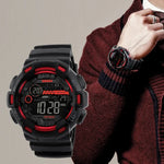 Relógio Desportivo Masculino SKMEI 1243 Relógio Digital à Prova de Água para Exterior, Vermelho, Preto, Dourado