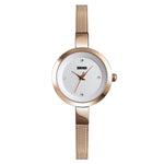 Relógio Casual de Negócios Feminino SKMEI 1390 Pulseira de Aço Relógio de Quartzo Leve, Ouro Rosa, Dourado, Prateado
