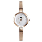 Relógio Casual de Negócios Feminino SKMEI 1390 Pulseira de Aço Relógio de Quartzo Leve, Ouro Rosa, Dourado, Prateado