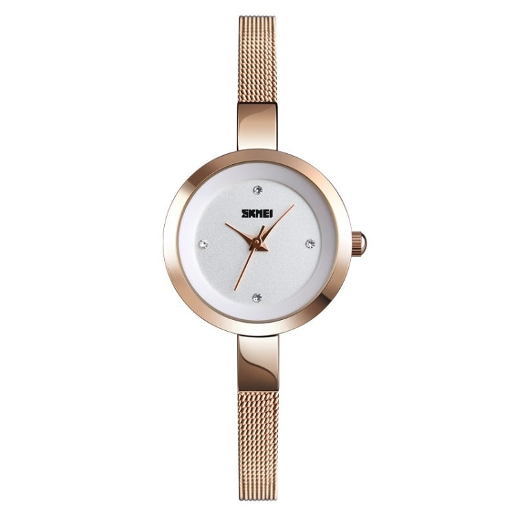 Relógio Casual de Negócios Feminino SKMEI 1390 Pulseira de Aço Relógio de Quartzo Leve, Ouro Rosa, Dourado, Prateado