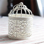 Castiçal Criativo Antigo em Forma de Gaiola de Pássaro, Ornamentos em Ferro Forjado com Padrão Floral Oco, Artesanato para Decoração de Casa