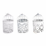 Castiçal Criativo Antigo em Forma de Gaiola de Pássaro, Ornamentos em Ferro Forjado com Padrão Floral Oco, Artesanato para Decoração de Casa